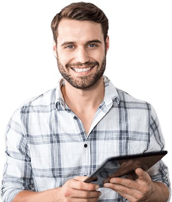 Homme dans site web pour commerces d'alimentation